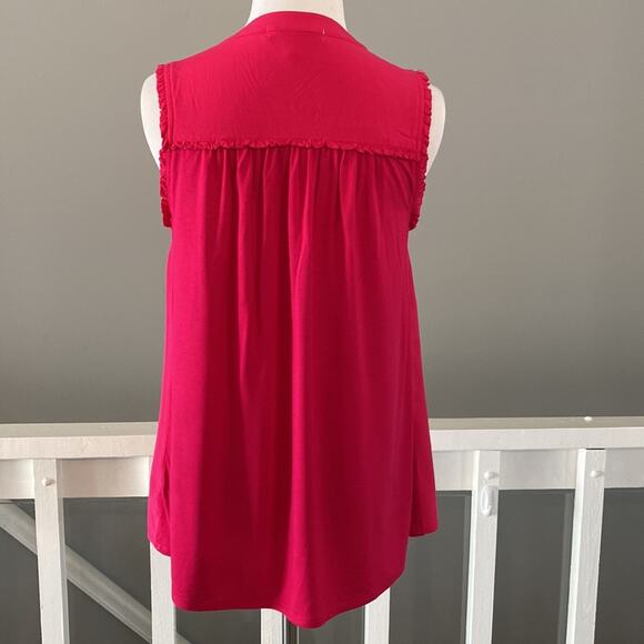 Fourteenth Place Pink Sleeve Split Neck Blouse with Ruffle Trim XS - Picture 4 of 7